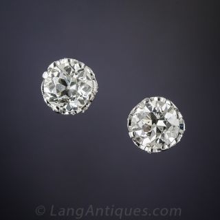 1.23 Carat European Cut Diamond Studs