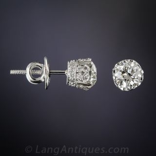 1.23 Carat European Cut Diamond Studs
