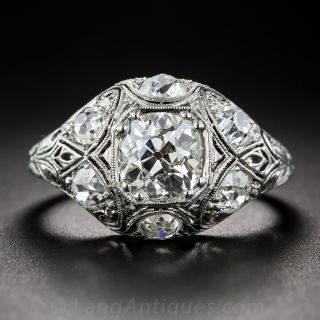 1.23 Diamond and Platinum Art Deco Ring - GIA - 1