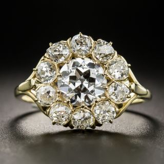 1.24 Ct. Center Diamond 18K Yellow Gold Cluster Ring - GIA F VS1 - 2