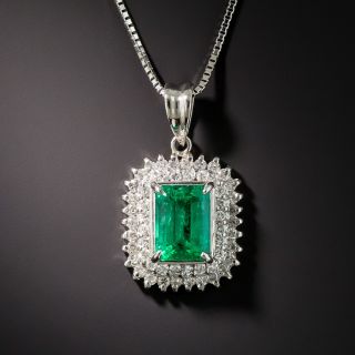 1.24 Ct. Emerald Platinum Diamond Pendant  - 1