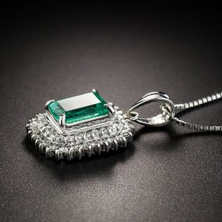 1.24 Carat Emerald Platinum Diamond Pendant 