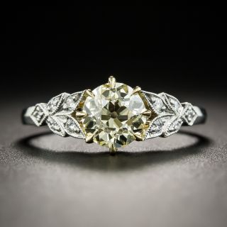 1.24 Carat Fancy Light Yellow Diamond Vintage Style Engagement Ring - GIA - 2