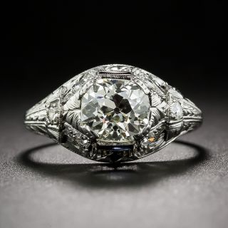 1.25 Carat Antique Cushion-Cut Diamond Art Deco Engagement Ring