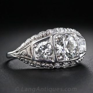 1.25 Carat Center Diamond Vintage Three-Stone Ring
