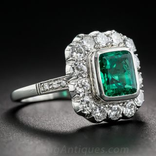 1.25 Carat Emerald, Platinum and Diamond Ring