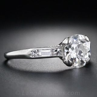 1.25 Carat European Cut Diamond Engagement Ring