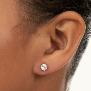 1.25 Carat European Cut Diamond Stud Earrings 