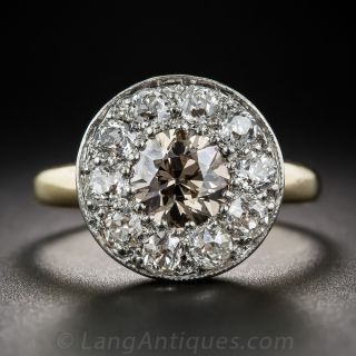 1.25 Carat Natural Champagne Center Diamond Cluster Ring