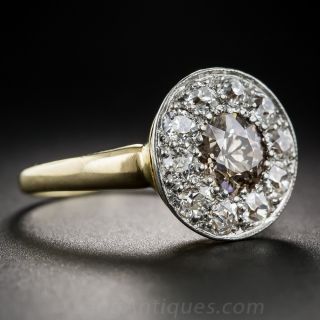 1.25 Carat Natural Champagne Center Diamond Cluster Ring