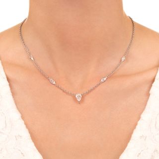 1.25 Carat Pear-Shaped Diamond and Marquise Diamond Necklace - GIA G SI2