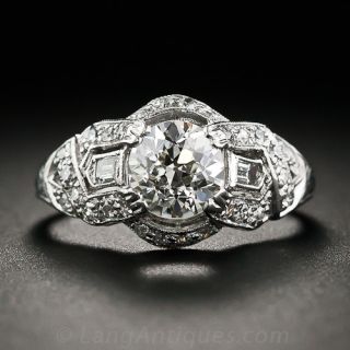 1.25 Carat Platinum and Diamond Art Deco Engagement Ring
