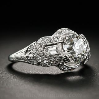 1.25 Carat Platinum and Diamond Art Deco Engagement Ring