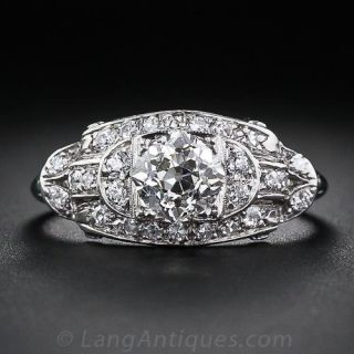 1.25 Carat Platinum and Diamond Art Deco Engagement Ring - 1