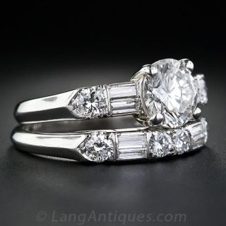 1.26 Carat Center Vintage Diamond Wedding Set