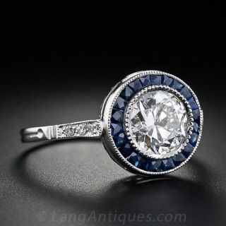 1.26 Carat Deco Style Diamond, Sapphire & Platinum Ring