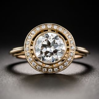 1.26 Carat Diamond Rose Gold Halo Ring 