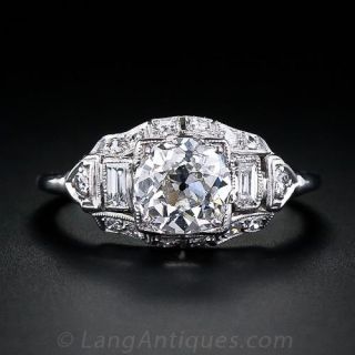 1.26 Diamond Platinum Art Deco Engagement Ring