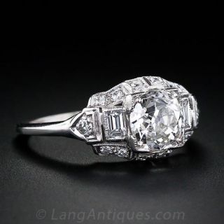 1.26 Diamond Platinum Art Deco Engagement Ring