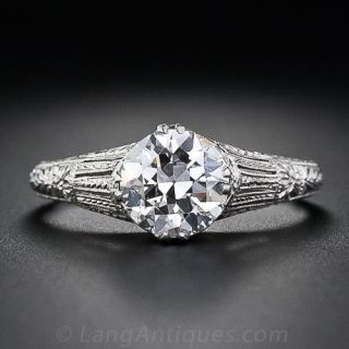 1.28 Carat Art Deco Diamond Solitaire Engagement Ring