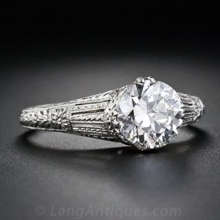 1.28 Carat Art Deco Diamond Solitaire Engagement Ring