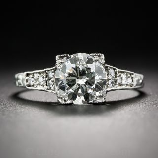 1.28 Carat Art Deco Platinum Diamond Engagement Ring - GIA J VS1