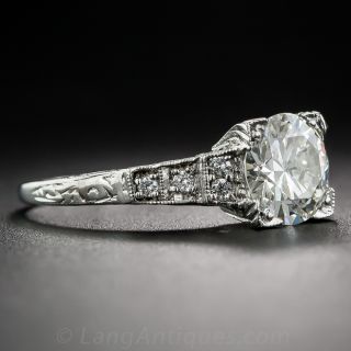 1.28 Carat Art Deco Platinum Diamond Engagement Ring - GIA J VS1