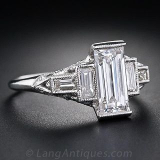 1.28 Carat  D VVS2 Emerald-Cut Diamond Ring