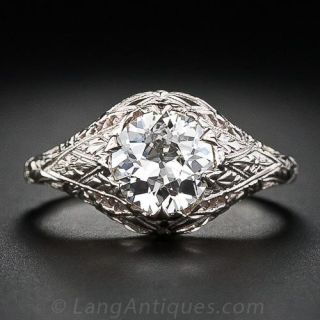 1.28 Carat Diamond Antique Style Engagement Ring