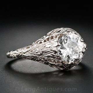 1.28 Carat Diamond Antique Style Engagement Ring