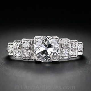 1.28 Carat Diamond Art Deco Engagement Ring