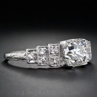 1.28 Carat Diamond Art Deco Engagement Ring