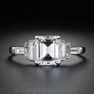 1.28 Carat Emerald-Cut  Art Deco Diamond Ring