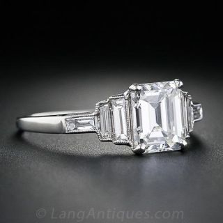 1.28 Carat Emerald-Cut  Art Deco Diamond Ring