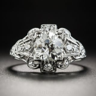 1.28 Carat Old European Cut Diamond Platinum Engagement Ring - GIA K SI2