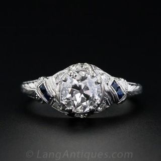 1.29 Carat Art Deco Diamond Engagement Ring