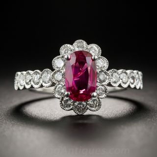 1.29 Carat No- Heat Ruby and Diamond Ring