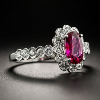 1.29 Carat No- Heat Ruby and Diamond Ring