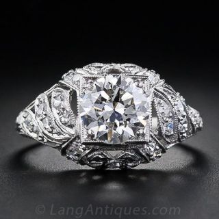 1.30  Carat Art Deco Diamond Engagement Ring