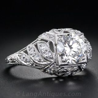 1.30  Carat Art Deco Diamond Engagement Ring