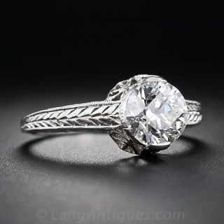 1.30 Carat Diamond Art Deco Solitaire Engagement Ring