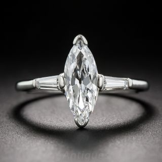 1.30 Carat GIA: D SI1 Vintage Marquise Diamond Engagement Ring