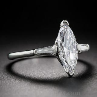 1.30 Carat GIA: D SI1 Vintage Marquise Diamond Engagement Ring