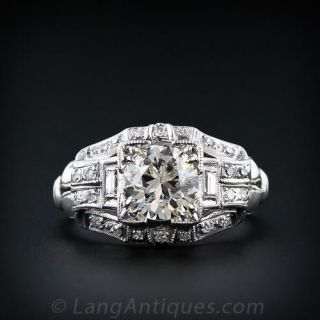 1.30 ct. Diamond  Art Deco Platinum Engagement  Ring