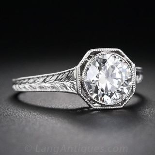 1.31 Carat Art Deco Diamond Solitaire Engagement Ring