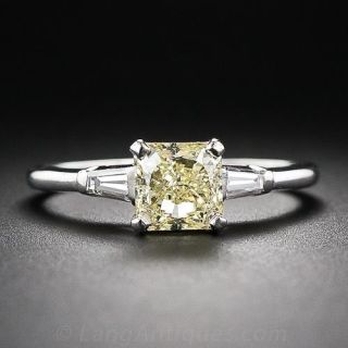 1.31 Carat GIA Certified Fancy Yellow Square Modified Brilliant Diamond Engagement Ring