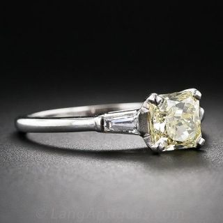 1.31 Carat GIA Certified Fancy Yellow Square Modified Brilliant Diamond Engagement Ring