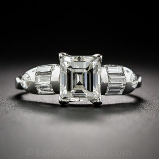 1.31 Carat Step-Cut Art Deco Engagement Ring GIA K-VVS2