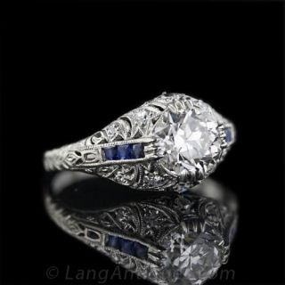 1.32 Carat  Early Art Deco Diamond Engagement Ring