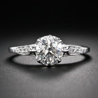 1.32 Carat European-cut Diamond Antique Style Engagement Ring